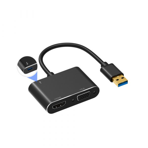 3 in 1 USB to VGA HDMI Docking Station Multifunction