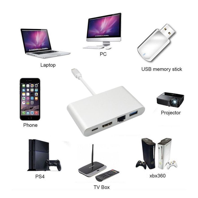 4 in 1 Type C to Hub HDMI 4k High Definition Mobile Phone Laptop Multi-function USB C Docking Station