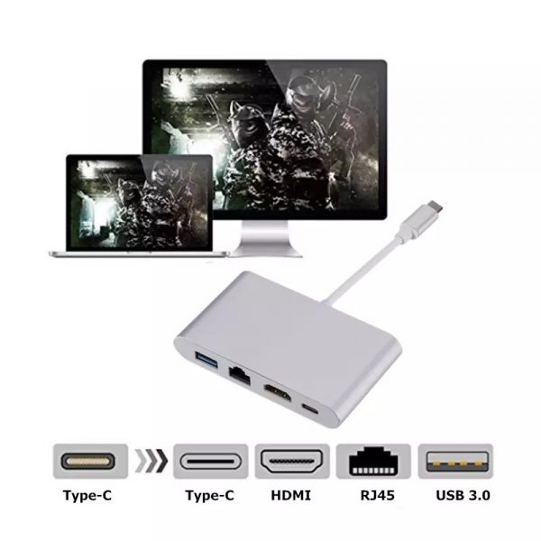 4 in 1 Type C to Hub HDMI 4k High Definition Mobile Phone Laptop Multi-function USB C Docking Station