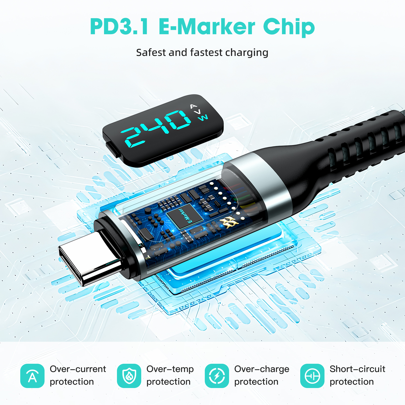 Digital Display Video 8K 60Hz 5K 60Hz Type C to USB C PD 240W USB4.0 Fast Charging Data Cable