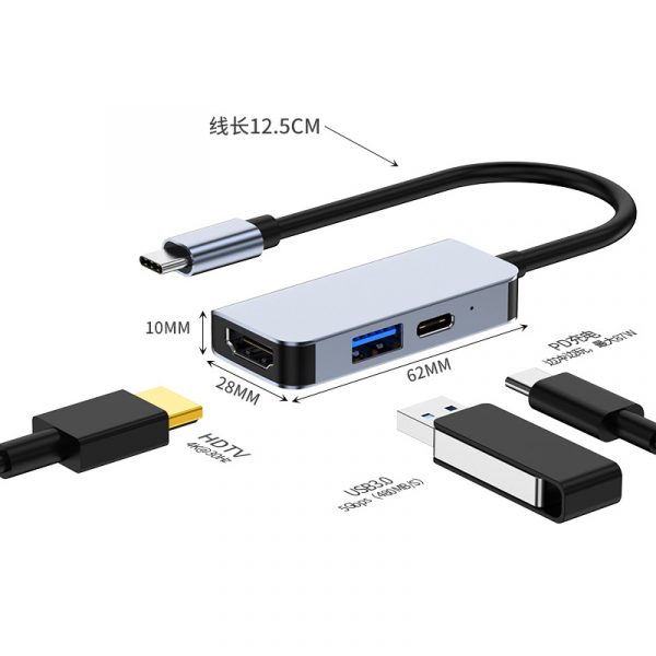 Manufacturer 3 in 1 Docking Station Type C to HDMI USB3.1 Computer Hub