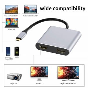 Type-c Hub to Dual HDMI PD USB3.0 Hub Phone Laptop Multi Port Docking Station