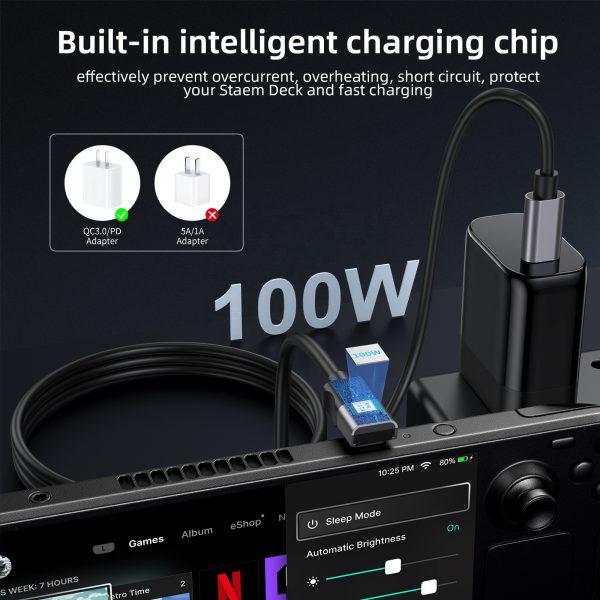 USB 3.1 Gen2 PD 100W USB C to USB C 90 Degree Right Angle Fast Charge Cable