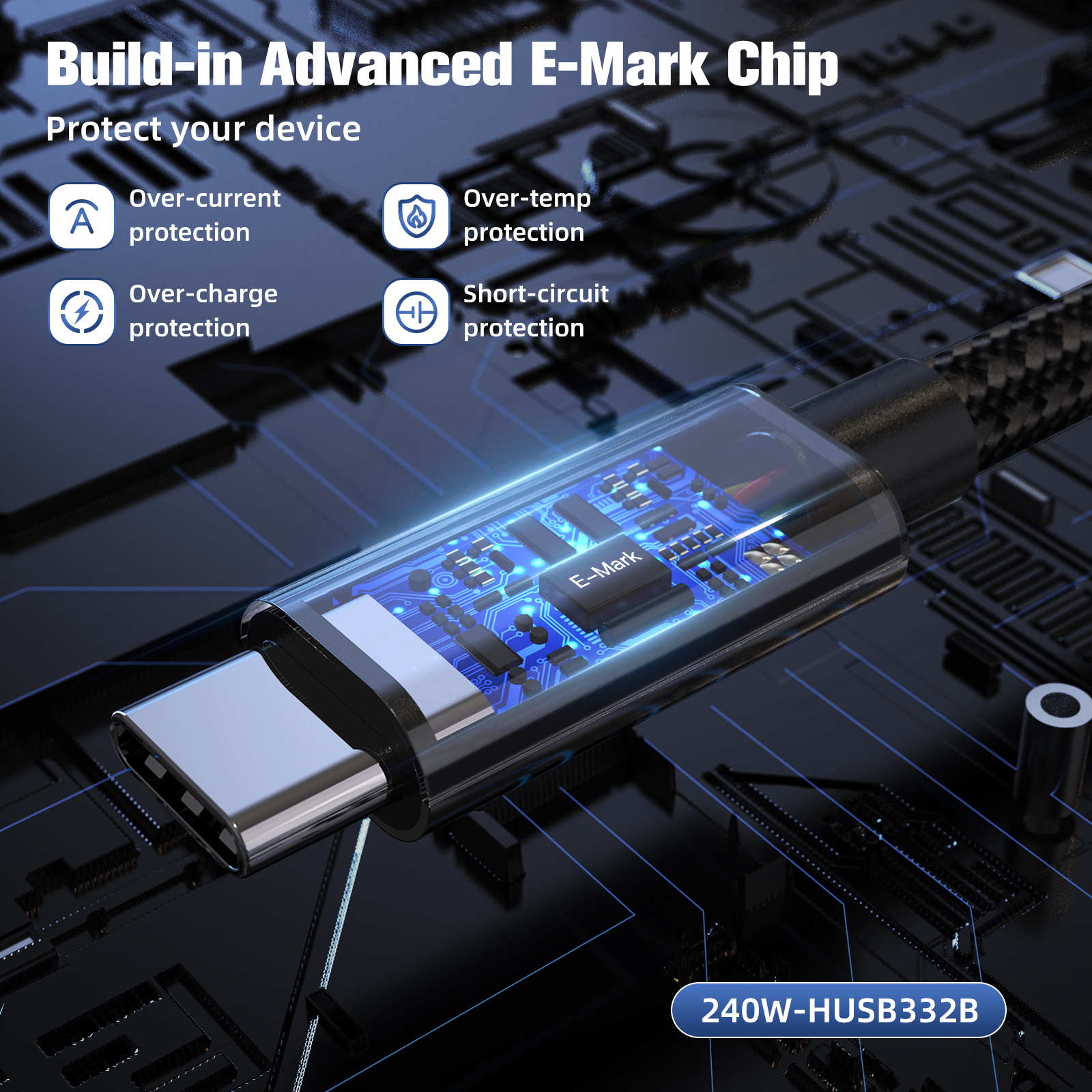 USB3.2 USB C 케이블 20Gbps PD 240W 48V 4K@60hz 오디오 비디오 전송 고속 USB Type-c to Type-c 케이블