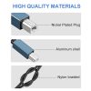 USB Printer Cable Nylon Braided Premium Durable USB 2.0 Type A Male to B Male Scanner Cable