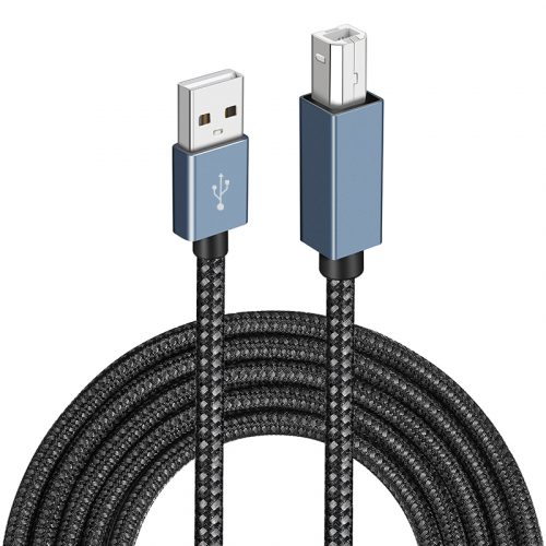 USB Printer Cable Nylon Braided Premium Durable USB 2.0 Type A Male to B Male Scanner Cable