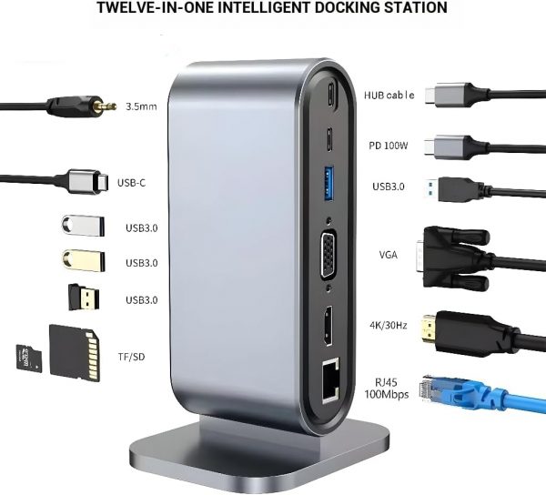 12-in-1 smart docking station for Apple laptops HDMI VGA PD extender USB-C