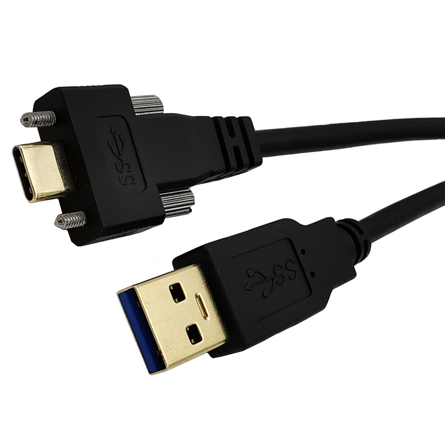 Gold-plated USB3.1 Type-C to USB3.0 male elbow with screws industrial camera lock panel data cable