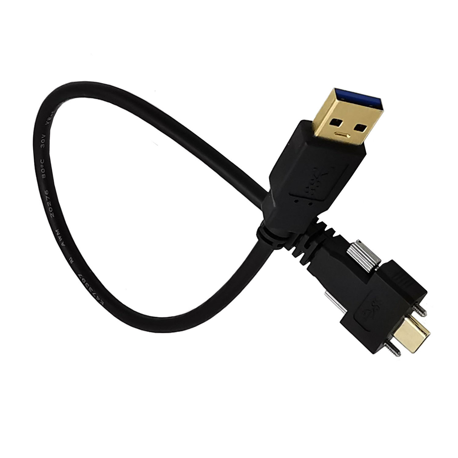 Gold-plated USB3.1 Type-C to USB3.0 male elbow with screws industrial camera lock panel data cable