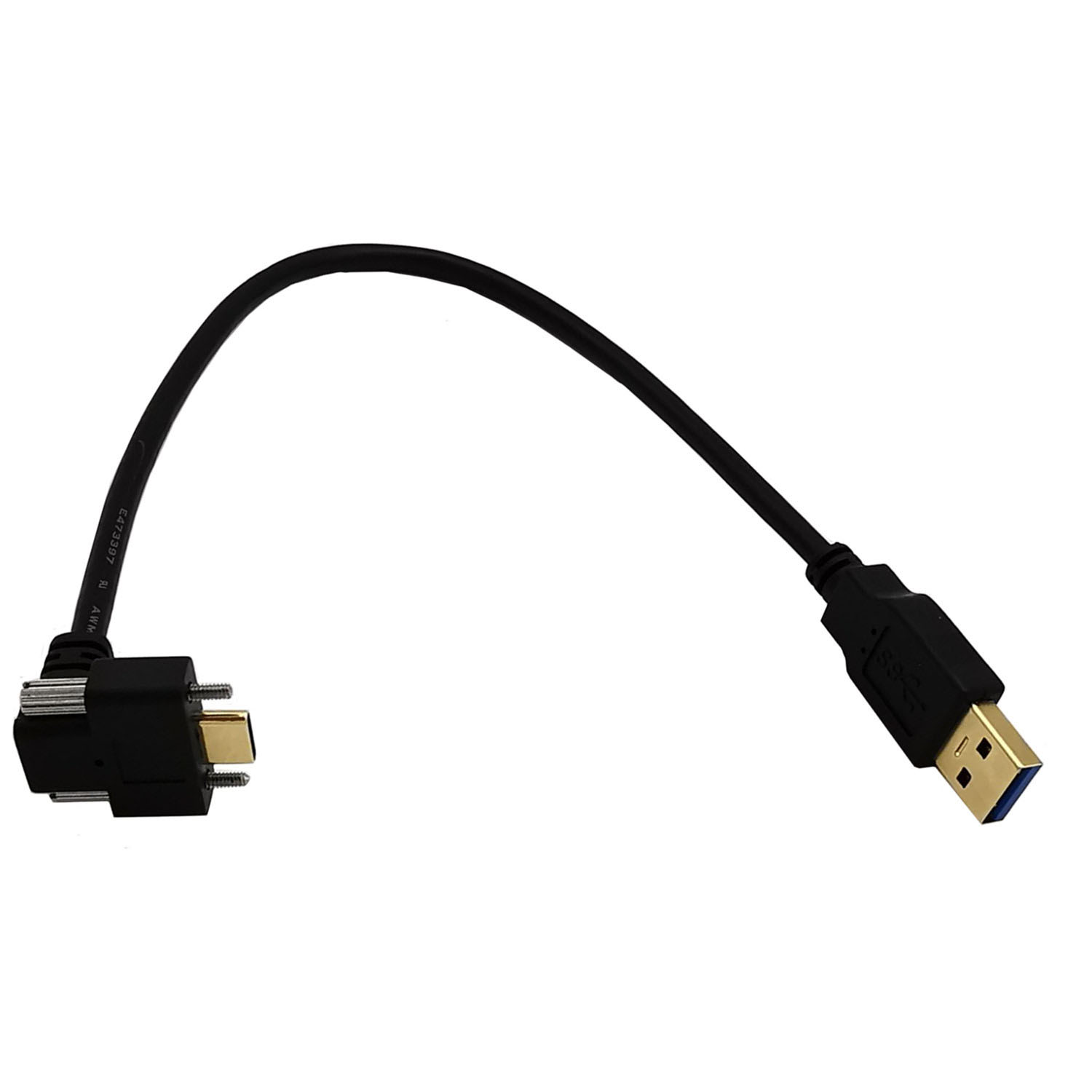 Gold-plated USB3.1 Type-C to USB3.0 male elbow with screws industrial camera lock panel data cable