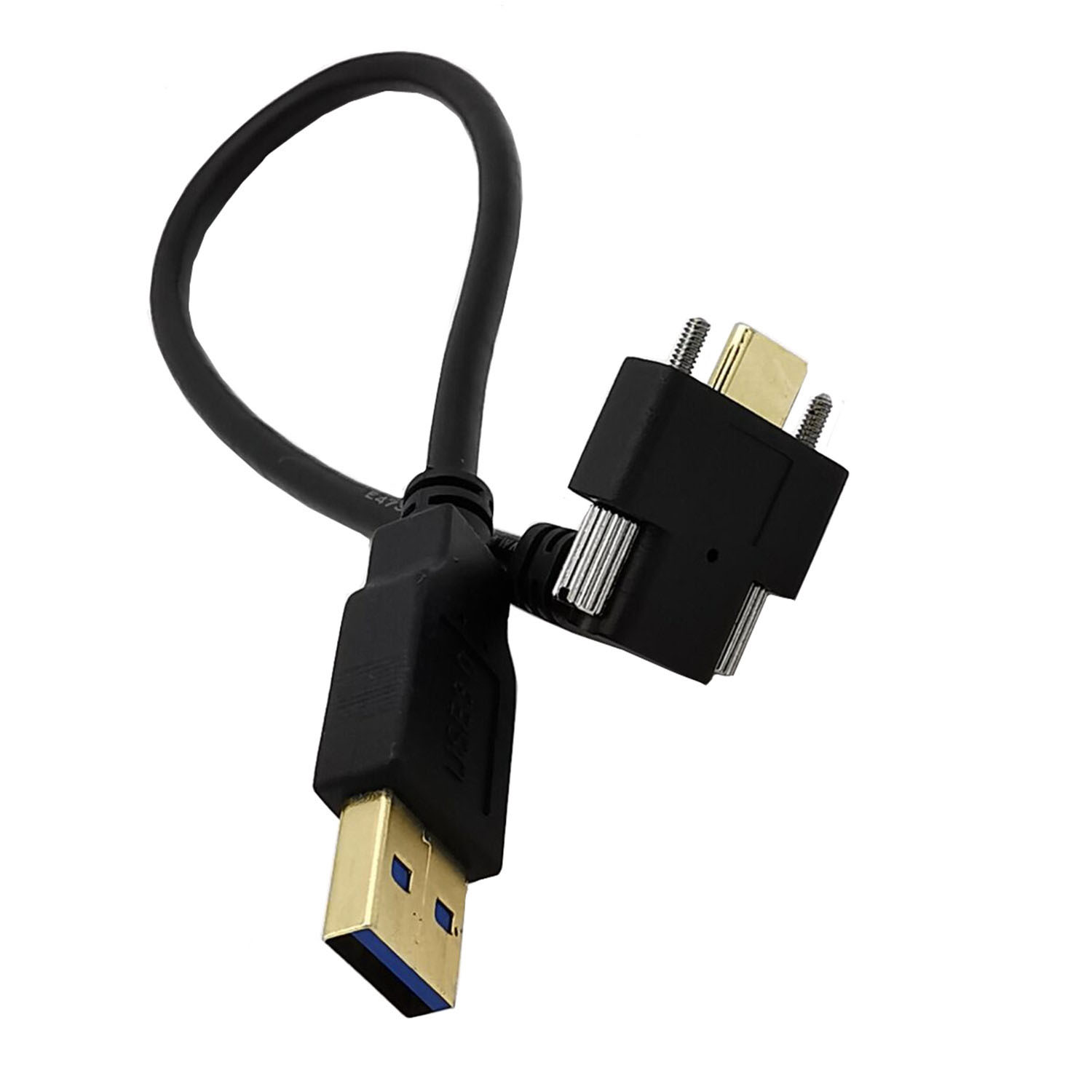 Gold-plated USB3.1 Type-C to USB3.0 male elbow with screws industrial camera lock panel data cable